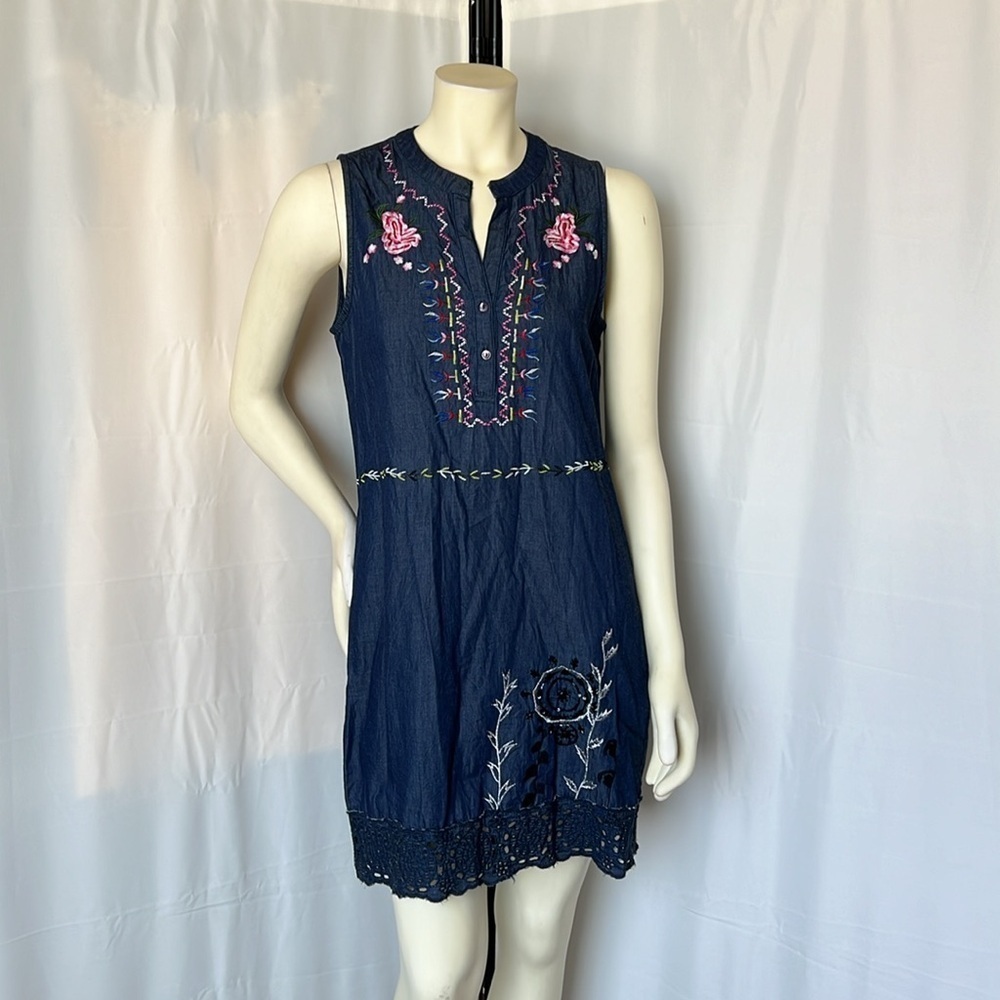 Desigual Denim Embroidered Dress - Picture 3 of 10